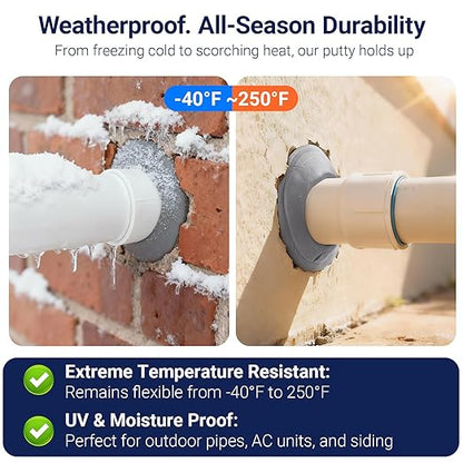 Moldable Waterproof Silicone Putty for Bathroom Wall & Pipe Gaps, Reusable & Pliable Repair Sealant (White)