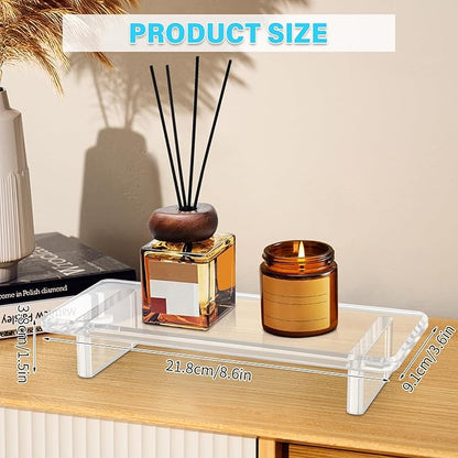 2Pack Acrylic Counter Tray Organizer. Multi-Purpose Kitchen & Bathroom Sink Tray Decor for Soap, Perfume, Vanity, Candles, Plants - Countertop Holder, Space-Saving Modern Home Décor （Small ）