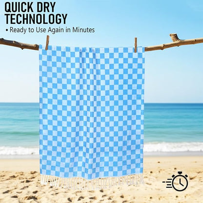 4 Pack Cotton Turkish Beach Towel Lightweight Thin Travel Vacation Essentials Oversized XL Towels Set for Pool Swim Bath Camping Cruise Accessories Must Haves Absorbent Quick Dry Sand Proof Gifts