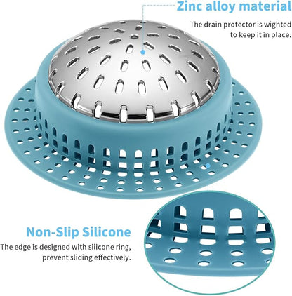 Shower Drain Hair Catcher, Shower Drain Cover, Bathtub Drain Hair Catcher for Pop-Up & Regular Drains