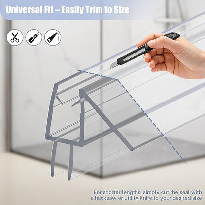 2-Pack Shower Door Bottom Seal, (1/4" x 36") Ultra Clear Glass Shower Door Seal Strip, Stop Leaks and Create a Water Barrier