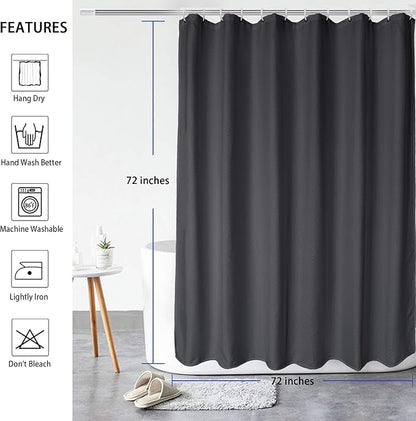 AooHome Waffle Weave Patttern Polyester Shower Curtain with Weighted Hem, Standard Size Heavy Duty Shower Curtain with Hooks, Charcoal, 72x72 Inch