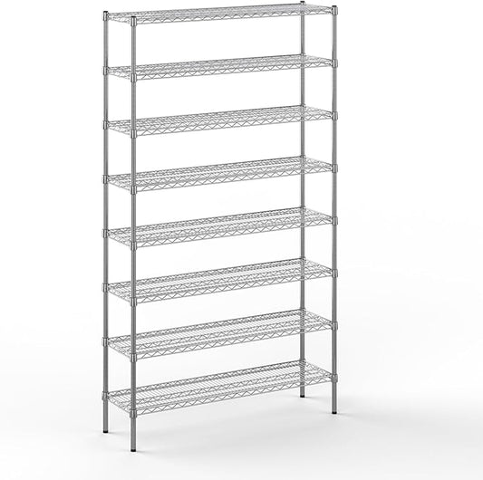 14" Deep x 48" Wide x 86" Height Wire Shelving Kit | 8-Tier | NSF Commercial Storage Rack Unit
