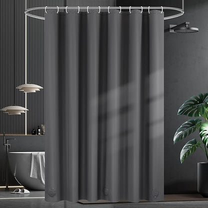 UFRIDAY Dark Grey Short Shower Curtain Liner Premium PEVA 72 x66 inch,Heavy Duty Shower Curtain with 3 Weighted Magnets, Plastic Waterproof Grey Shower Curtains for Bathroom with 12 Hooks