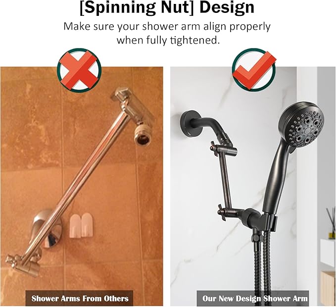 Shower Head Arm, Adjustable Shower Extension Arm for Rain Showerheads, Angle & Height Adjustable Shower Head Extender Arm, G1/2 Universal Connector, Easy to Install (Oil Rubbed Bronze, 10 Inch)