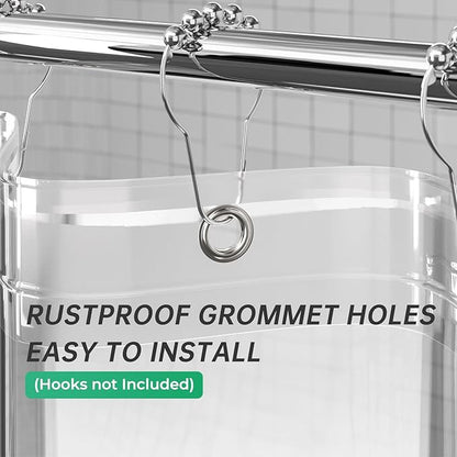 AmazerBath Long Stall Shower Curtain 60x84 Inches, Premium PEVA Heavy Duty Clear Shower Curtain, Waterproof Thick Bathroom Curtain with 3 Big Weighted Stones and 10 Rustproof Grommet Holes