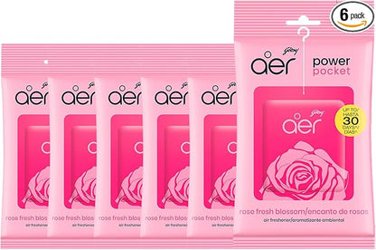 Godrej Aer Power Pocket Bathroom Fragrance - Fresh Blossom, 10g (Pack of 6)