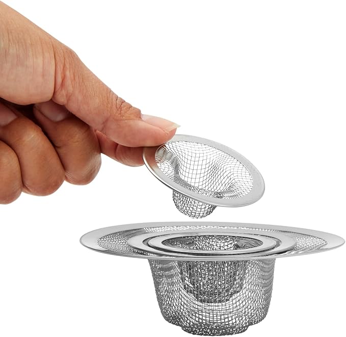 Juvale Stainless Steel Sink Drain Strainer - Mesh Kitchen Sink Strainer - Anti-Clogging Wire Mesh Screen - Pack of 4, 4.3 in, 2.8 in, 2.1 in