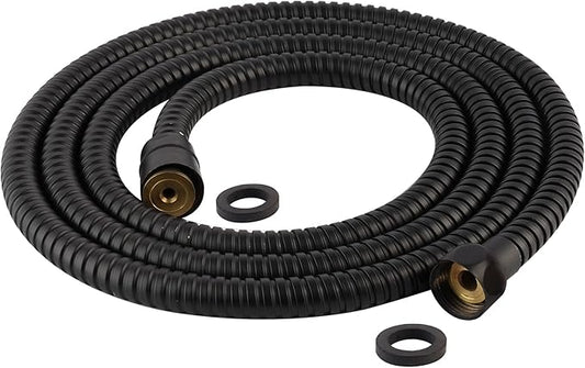 Hibbent All Metal Shower Hose, 90 Inch Stainless Steel Extra Long Shower Hose Replacement, Anti-Twist Flexible Bathroom Handheld Shower Head Hose Extension with Brass Insert & Nut, Matte Black