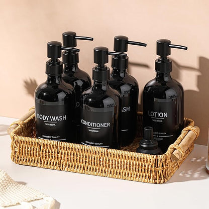 Shampoo and Conditioner Dispenser(5Pack)16.9oz Refillable Shampoo and Conditioner Bottles,Dispenser for Shower (Black)