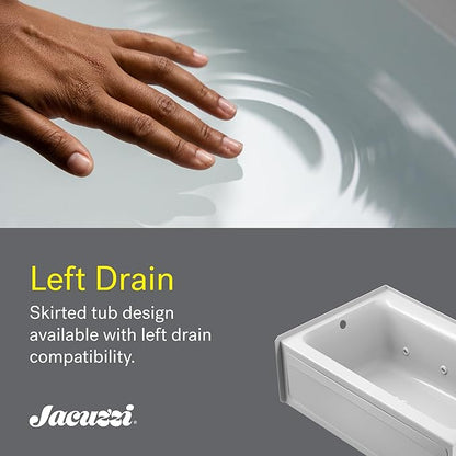 Jacuzzi SIGNATURE Acrylic Drop-In Bathtub, Jet Massage Tub, Slip Resistant, Left Drain Placement, 60" (L) x 36" (W), Rectangle, 3-Tile Flange, White