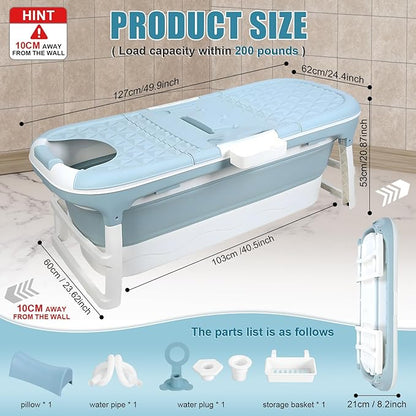Portable Tub for Adults, Ice Bath Tub, Foldable Bathtub for Adults, Bathtub for Shower, Ice Bath, Sitz Bath, Portable Camping Shower, Freestanding Bathtubs 50 Inch