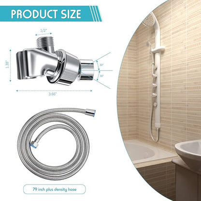 Mimorou 79 Inch Stainless Steel Shower Hose with Adjustable Shower Arm Holder and Head Replacement (Silver)