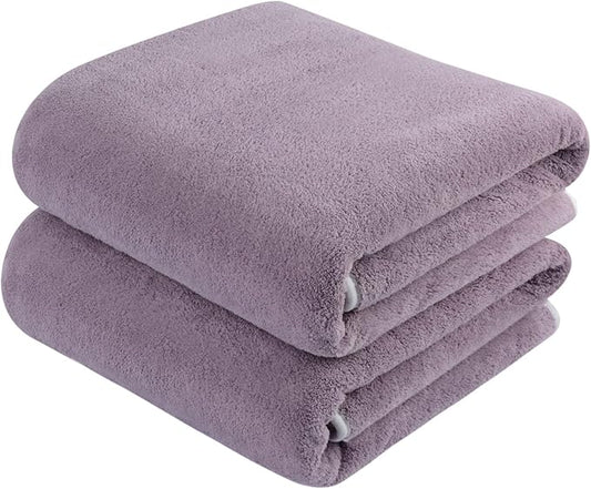 KinHwa Microfiber Bath Towel Large Bathroom Towel Absorbent Shower Towels Soft Bath Towels Large Size for Women Men Ideal for Spa, Swimming, (2, Purple, 30x60 inch)