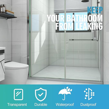 Frameless Shower Door Bottom Seal Shower Sweep with Drip Rail for 3/16 Inch Glass,36 Inch Long, Vinyl, Clear