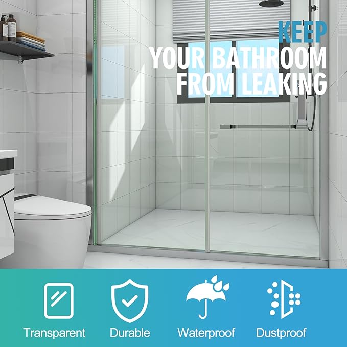 Frameless Shower Door Bottom Seal Shower Sweep with Drip Rail for 3/8" Glass,36" Long, Vinyl, Clear