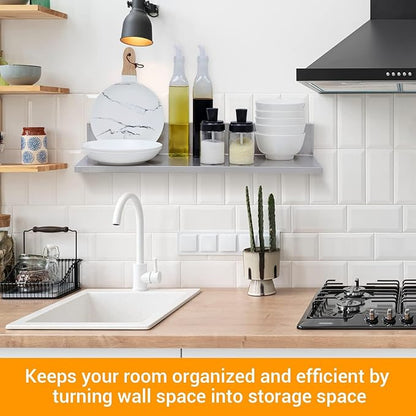 Stainless Steel Wall Shelf 8.6"x16" 50LB, 2 Packs L-Shaped Commercial Wall Mount Floating Shelving for Kitchen, Restaurant, Home