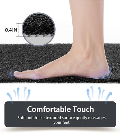 Mecko Non Slip Shower Mats, 16x40 Inch, Anti-Slip Bathtub Mats with Suction Cups for Bathroom, Foot Scrubber Loofah Bath Mats for Shower, Quick Drying Shower Stall Mats for Wet Areas (Black)