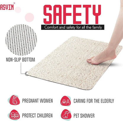 Asvin Soft Textured Bath, Shower, Tub Mat, 24x16 Inch, Phthalate Free, Non Slip Comfort Bathtub Mats with Drain, PVC Loofah Bathroom Mats for Wet Areas, Quick Drying