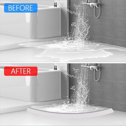Shower Threshold Water Dam Guard - Self-Adhesive Silicone Waterproof Barrier, Water Stopper Shower Door Bottom Seal Strip Shower Splash Guard for Bathroom Kitchen Bathtub (59in, White)