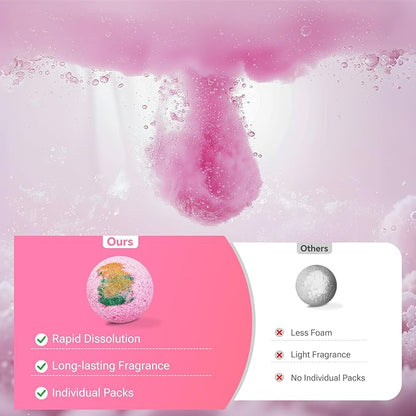 Bath Bombs for Women, 12 PCS Bath Set, Natural Bubble Bathbombs with Shea Butter, Dry Skin Moisturizing, Present for Christmas, Birthday, Valentine’s Day for Mom, Wife, Her, Girls