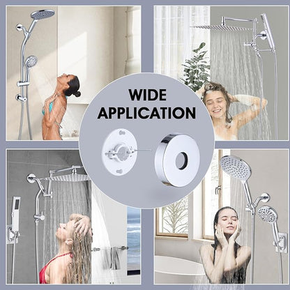 6 Inch Shower Arm with Flange and Stabilizer Bracket, Wall Mounted Shower Pipe Arm 304 Stainless Steel For Fixed Shower Head & Handheld Showerhead, Chrome