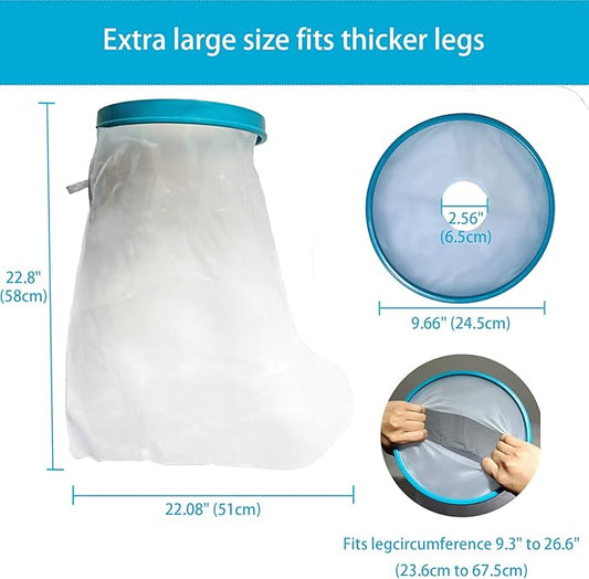 100% Waterproof Extra Wide Leg Cast Cover for Showering, Reusable Extra Large Adult Short Leg Cast Protector, Cast Bag for Shower, Cast Cover for Showering Foot