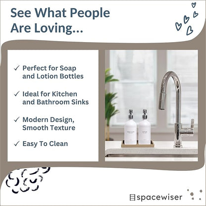 Countertop and Vanity Tray - Small 7.7” Silicone Tray for Soap Dispenser Bottles, Bathroom Trays, Kitchen Sink Trays, Sink Caddy Kitchen Sinks Organizer, Soap Dish & Sponge Holder Mat