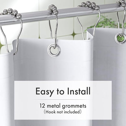 Amazer White Shower Curtain Liner with Magnets, 72x84 Plastic Shower Liner PEVA Waterproof Medium Weight Inside Shower Curtains Liner for Bathroom with Rustproof Grommet
