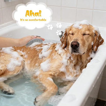 4Pcs Dog Bath Brush Set Non-Slip Shampoo Brush Anti-Slip Adjustable Massage Scrubber 360° Silicone Bristles Finger Toothbrushes for Pet Shower Grooming Brush