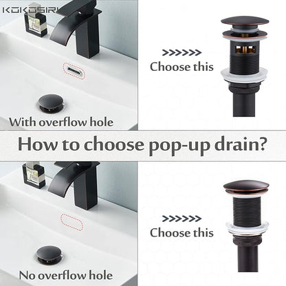 KOKOSIRI Bathroom Sink Drain with Detachable Hair Catcher, Oil Rubbed Bronze Pop Up Sink Drain with Strainer Basket Anti Clogging for Vanity Vessel Sink with Overflow, C1001ORB