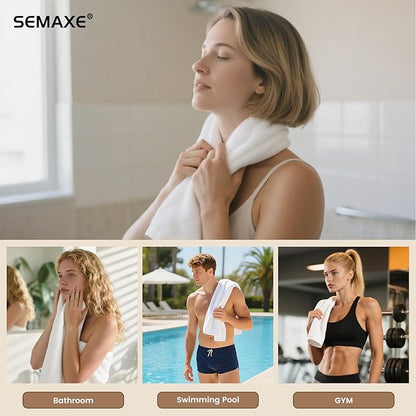 SEMAXE 6-Pack White Hand Towels - Premium 27"x16" Bathroom Towel Set with Hanging Loops, Oeko-Tex Certified 100% Cotton, Hotel Luxury for Home