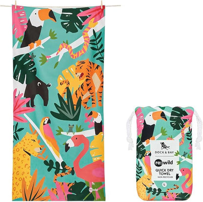 Dock & Bay Beach Towel - Quick Dry, Sand Free - Compact, Lightweight - 100% Recycled - Includes Bag - Havana Cabana - Set of 4 - Extra Large (200x90cm, 78x35)