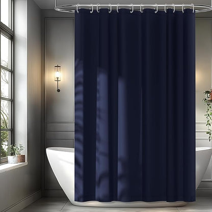 Navy Blue Fabric Shower Curtain Liner with 3 Magnets, 72 x 72 inch Waterproof Cloth Shower Liner Washable, Neutral Dark Shower Curtain for Bathroom
