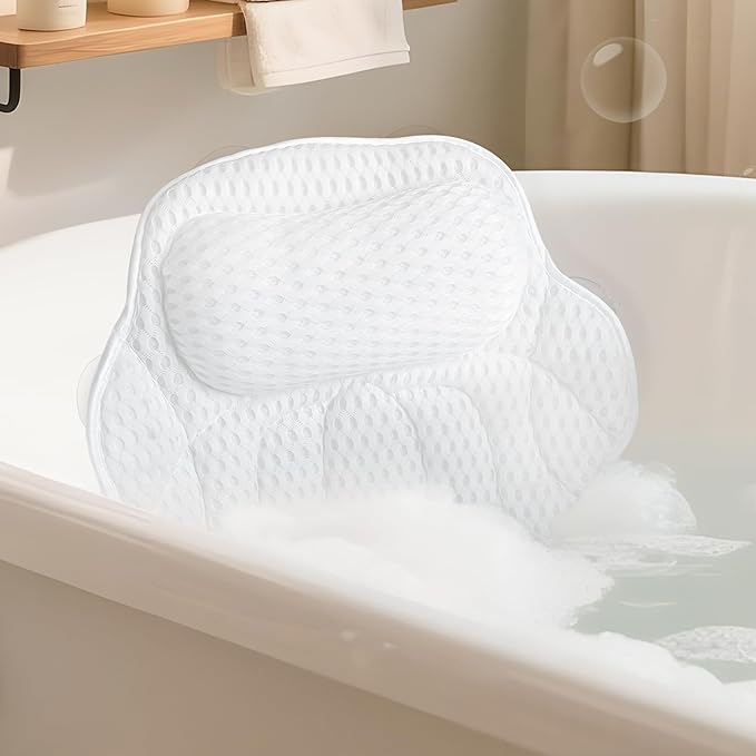 FerdY Shangri-La 47" Acrylic Freestanding Bathtub with Headrest, Small Classic Oval Shape Acrylic Soaking Bathtub with Matte Black Drain & Overflow& Bathtub Pillow, cUPC Certified