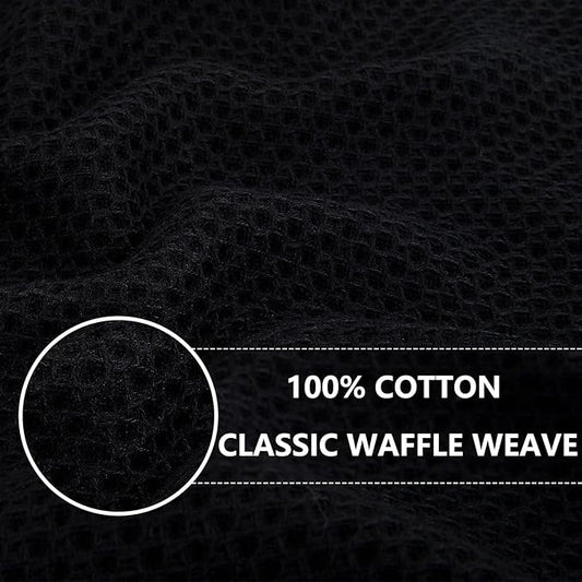 Homaxy 100% Cotton Waffle Weave Kitchen Dish Towels, Ultra Soft Absorbent Quick Drying Cleaning Towel, 20x28 Inches, 12-Pack, Black