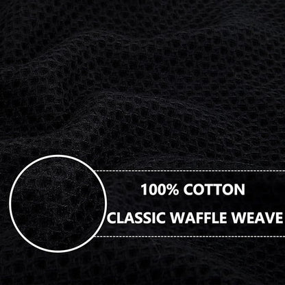 Homaxy 100% Cotton Oversized Waffle Weave Kitchen Dish Towels, Ultra Soft Absorbent Quick Drying Cleaning Towel, 20 x 28 Inches, 8-Pack, Black