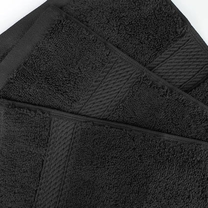 Superior Egyptian Cotton Pile Face Towel/Washcloth Set of 6, Ultra Soft Luxury Towels, Thick Plush Essentials, Absorbent Heavyweight, Guest Bath, Hotel, Spa, Home Bathroom, Shower Basics, Black