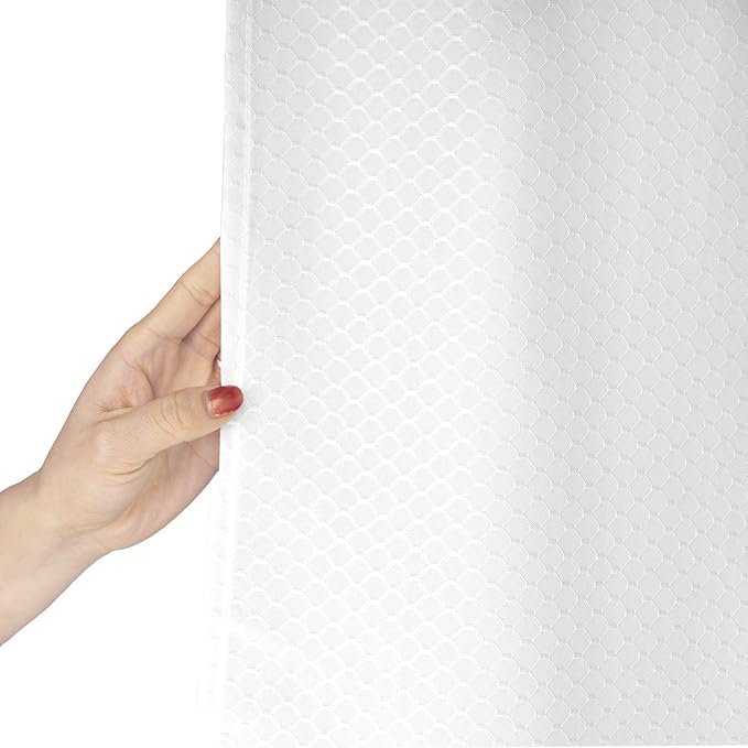 AooHome Heavy Duty Fabric Shower Curtain, Solid White Waffle Weave Bathroom Curtain with Hooks, Weighted Hem, Water Repellent, 72x72 Inch