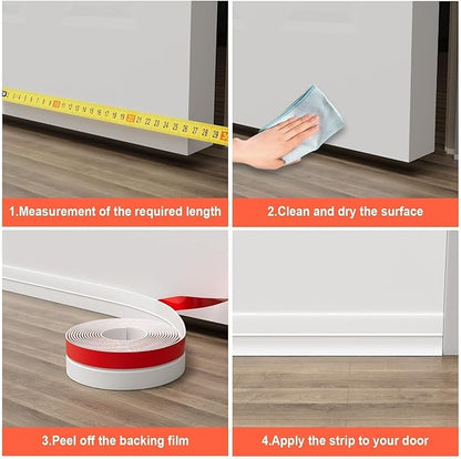 20ft Shower Door Seal Strip, Silicone Door Frame Sealing Strip for Glass Doors, 2 Inch Wide Bottom & Side Gap Filler