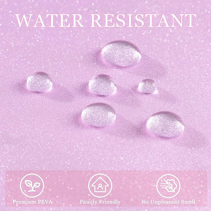Dreamy Pink Glitter PEVA Shower Curtain Long 78 Length, Waterproof Plastic Sparkle Shower Curtain Liner with 3 Weighted Magnets, 72x78 Shimmery Rose Pink Décor Bathroom Shower Curtain or Liner