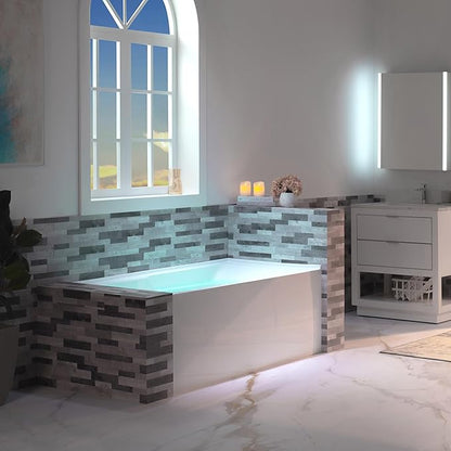 WOODBRIDGE 60" Acrylic Rectangular Alcove Soaking Bathtub in White with Left Drain, Brushed Gold pop-UP Drain Included BA6030L