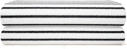 Italic Ultraplush 100% Australian Cotton Bath Sheets - Set of 2 Luxury Extra Large Heavy Duty Bath Sheets, 800GSM Plush and Absorbent Sheets, Resort Grade Striped (White and Blue)