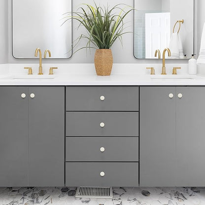 Ravinte 25 Pack Drawer Pulls 1-1/4 Inch Kitchen Cabinet Knobs Solid Round Dresser Drawer Knobs White Dresser Knobs Simple Cabinet Hardware for Cupboard