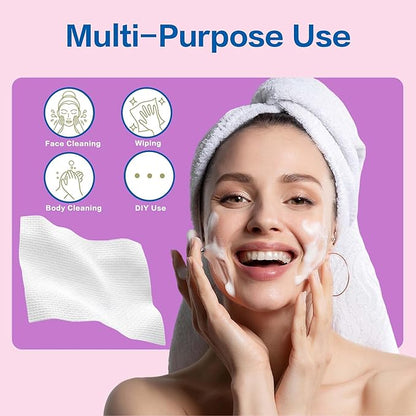 Vinda Ultra – Soft Disposable Face Towels – Extra Large，30 Count – Thick 100% Rayon Fabric Dry Wipes for Sensitive Skin & Makeup Removal