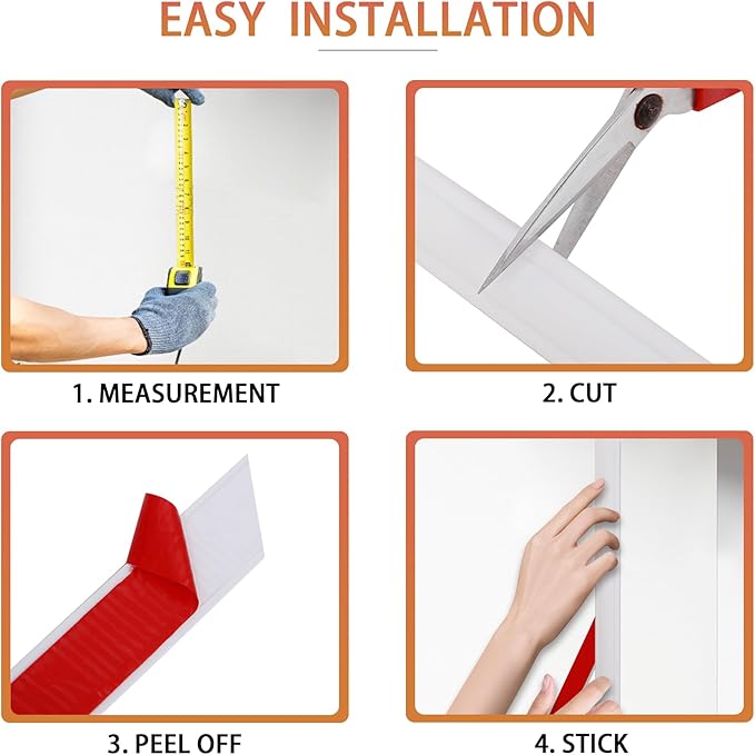 Peel and Stick Chair Rail Panel Molding, 240''L x 1.57''W Strong Self Adhesive TPE Wall Moulding Trim for Home DIY Decoration (Paintable White)