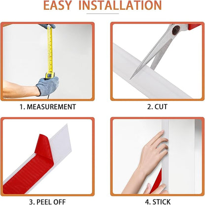 Peel and Stick Chair Rail Panel Molding, 240''L x 1.57''W Strong Self Adhesive TPE Wall Moulding Trim for Home DIY Decoration (Paintable White)