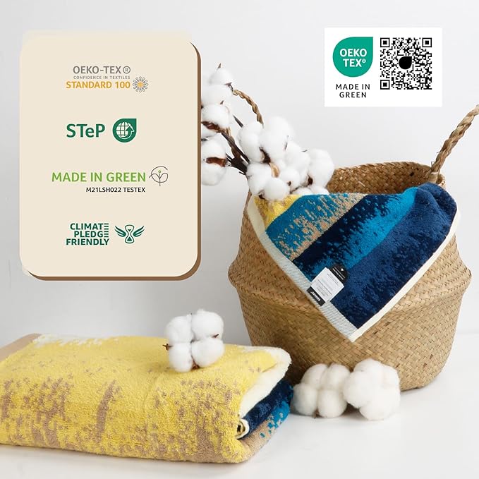 SEMAXE 4-Pack Luxury Bath Towels for Bathroom, 100% Cotton, Soft, Absorbent, and Quick-Drying, 55"x27", Colorful, Perfect for Hotels, Gyms, and Spas