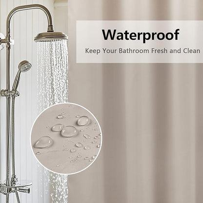 Waterproof Fabric Shower Curtain Liner Khaki with 3 Extra-Large Magnets, 72 x 72 inch Washable Brown Cloth Shower Liner Hotel Quality, Earth Tone Lightweight Shower Curtains for Bathroom