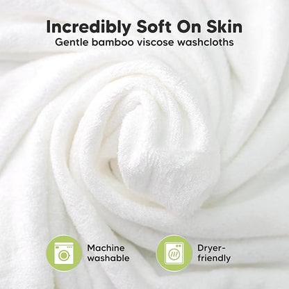 6-Pack Baby Washcloths - Soft Absorbent Viscose from Bamboo Wash Cloths for Babies, Kids, Toddlers, Infant, Newborn Bath Towels, Gentle on Sensitive Skin, 10x10 Reusable Face Towels (Stone)